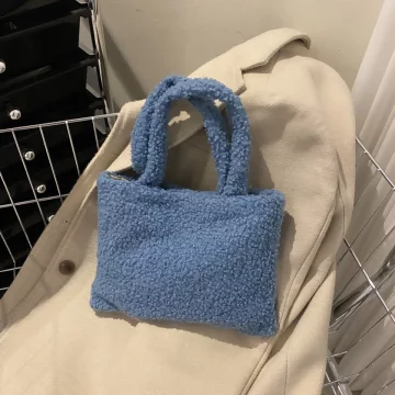 莫蘭迪絨毛小手提×手提袋×藍色.avif