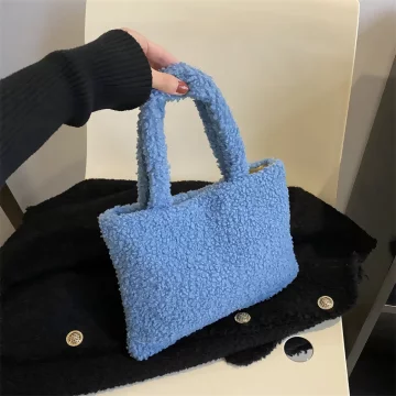 莫蘭迪絨毛小手提×手提袋×藍色.avif