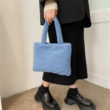 莫蘭迪絨毛小手提×手提袋×藍色.avif