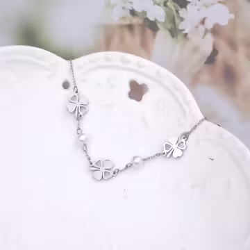 316鋼飾×幸運四葉草×手鍊×銀色