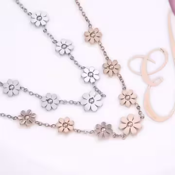 316鋼飾×小雛菊×手鍊×玫瑰金