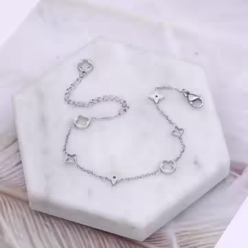 316鋼飾×方塊梅花×手鍊×銀色