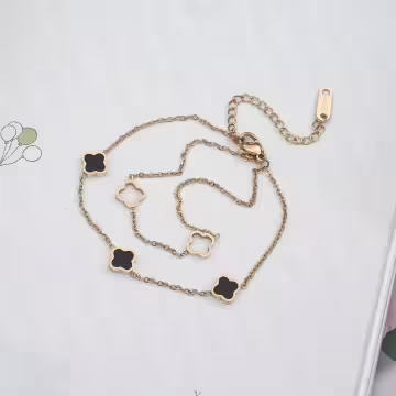 316鋼飾×雙層幸運四葉草×手鍊×金色