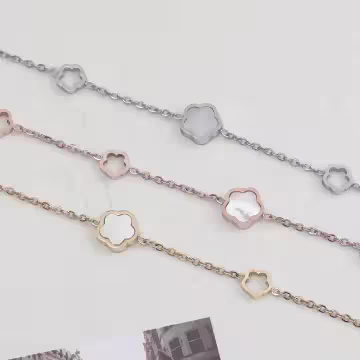 316鋼飾×小梅花×手鍊×玫瑰金