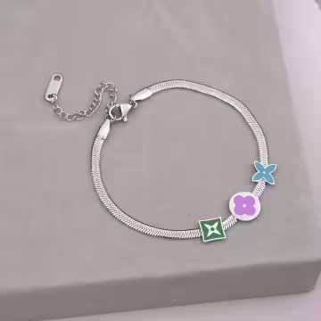 316鋼飾×老花圖騰×手鍊×銀色