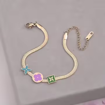 316鋼飾×老花圖騰×手鍊×金色