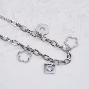 316鋼飾×小花朵 ×手鍊×銀色.avif