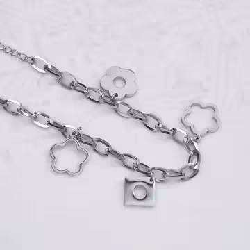 316鋼飾×小花朵 ×手鍊×銀色