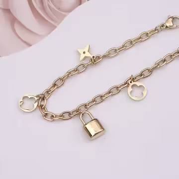 316鋼飾×心鎖印花 ×手鍊×金色