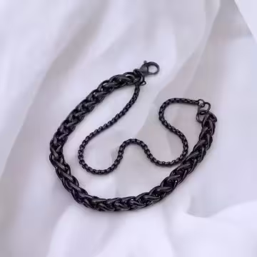 316鋼飾×龍骨雙鍊 ×中性手鍊×黑色