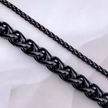 316鋼飾×龍骨雙鍊 ×中性手鍊×黑色