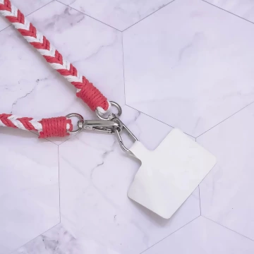 拼色麻花辮子×手機斜背雙勾掛繩×紅色.avif