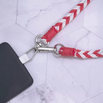 拼色麻花辮子×手機斜背雙勾掛繩×紅色.avif