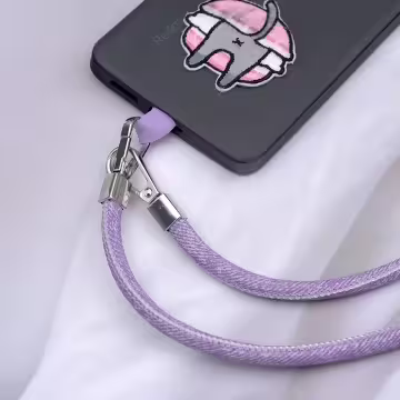 牛仔布繩×手機斜背雙勾掛繩×紫色