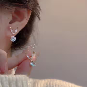 兔耳V字晶鑽×蚊香盤U型耳夾