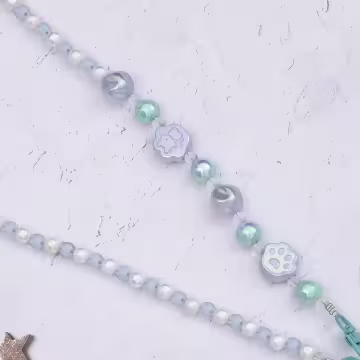 萌貓手掌糖果圓珠×手機斜背雙勾掛繩×藍色