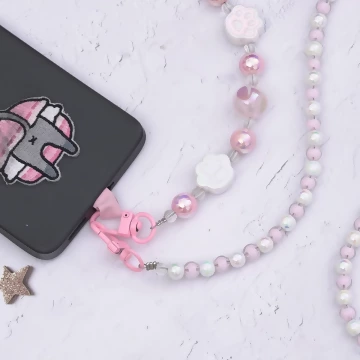 萌貓手掌糖果圓珠×手機斜背雙勾掛繩×粉紅.avif