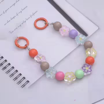 彩虹花朵×手機腕帶掛繩