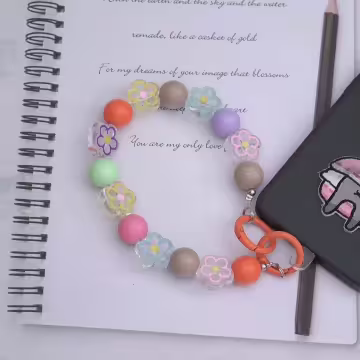 彩虹花朵×手機腕帶掛繩