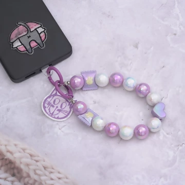 紫色愛心糖果貓咪吊牌×手機腕帶掛繩.avif