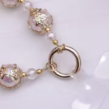 爆裂星彩珠×手機腕帶掛繩×粉紅
