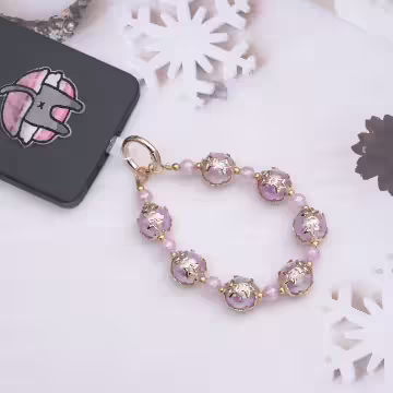 爆裂星彩珠×手機腕帶掛繩×紫色