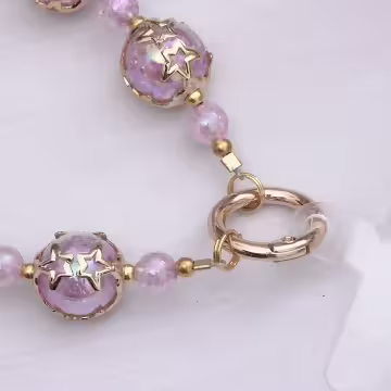 爆裂星彩珠×手機腕帶掛繩×紫色