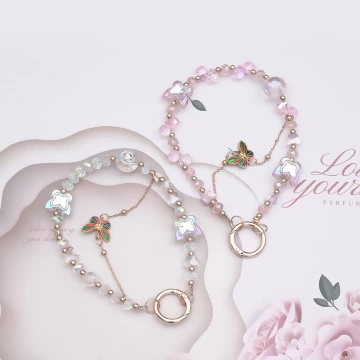 彩蝶水晶串珠×手機腕帶掛繩×粉紅.avif