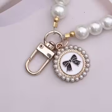 蝴蝶結花圈珍珠×手機腕帶掛繩