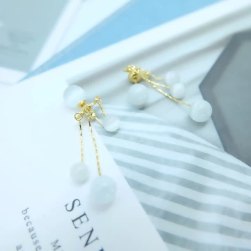 貓眼石撞珠×後掛式吊墜耳環.avif