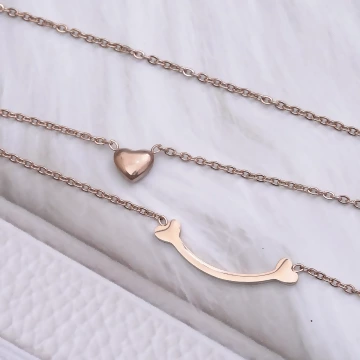316鋼飾×雙層微笑小桃心×鎖骨項鍊×玫瑰金.avif