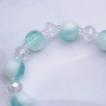 雪花珍珠冰裂紋琉璃×固定式串珠手鍊 .avif