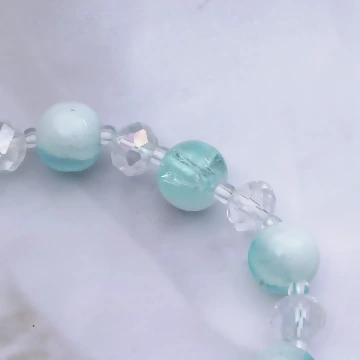 雪花珍珠冰裂紋琉璃×固定式串珠手鍊 .avif