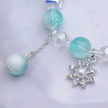 雪花珍珠冰裂紋琉璃×固定式串珠手鍊 .avif