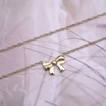 316鋼飾×禮物蝴蝶結×鎖骨項鍊×金色