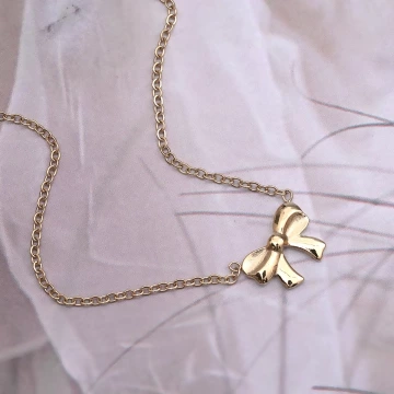 316鋼飾×禮物蝴蝶結×鎖骨項鍊×金色.avif