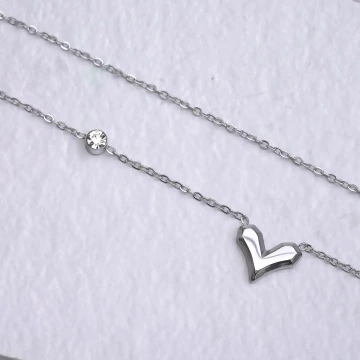 316鋼飾×愛心點鑽×鎖骨項鍊×銀色.avif