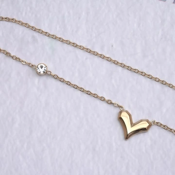 316鋼飾×愛心點鑽×鎖骨項鍊×金色.avif