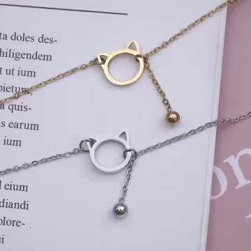 316鋼飾×貓咪鈴鐺×鎖骨項鍊×金色