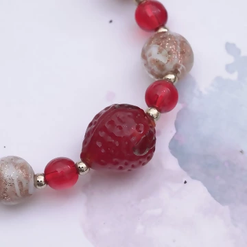 鮮紅的草莓琉璃×固定式串珠手鍊.avif