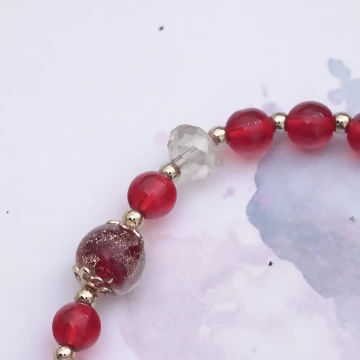 鮮紅的草莓琉璃×固定式串珠手鍊.avif