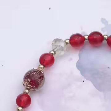 鮮紅的草莓琉璃×固定式串珠手鍊