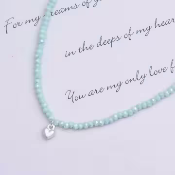 愛心小串珠珠&times;鎖骨項鍊&times;綠色