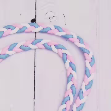 撞色麻花辮×手機斜背雙勾掛繩×藍粉