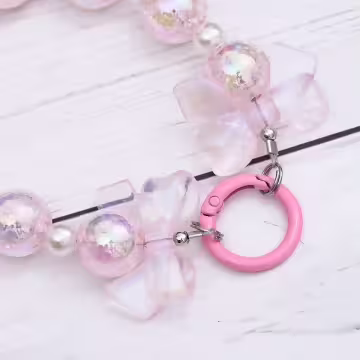 糖果紙炫彩蝴蝶結×手機腕帶掛繩×粉紅