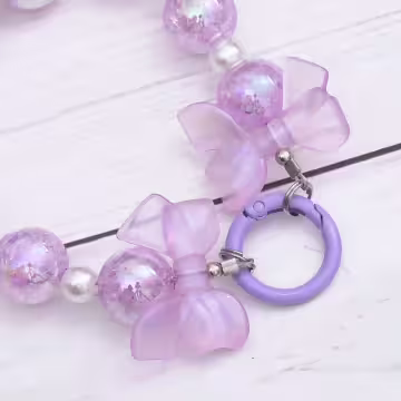 糖果紙炫彩蝴蝶結×手機腕帶掛繩×紫色