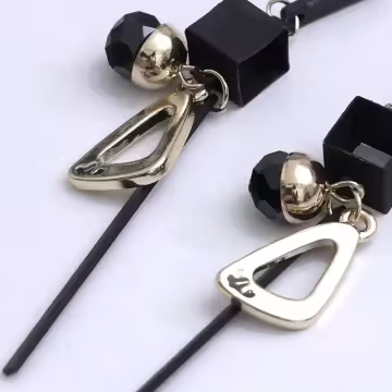 黑色幾何超長方塊×吊墜耳環