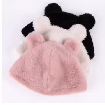 毛絨小熊×毛帽×黑色