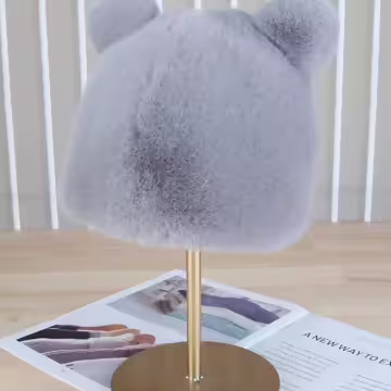 毛絨小熊×毛帽×灰色