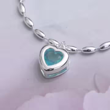 925銀飾&times;藍寶海洋之心&times;鎖骨項鍊